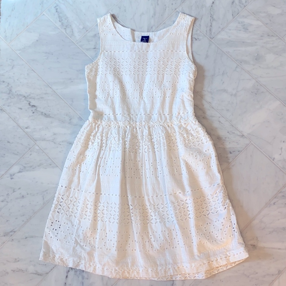 White eyelet cotton dress